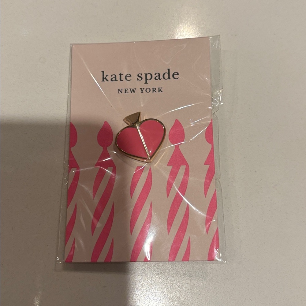 Kate Spade Pink and Gold Heart Brooch